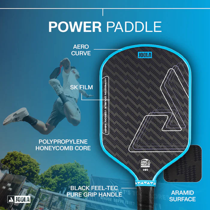 JOOLA HYPERION DOUBLE VISION 16MM -BOLT BLUE PICKLEBALL PADDLE