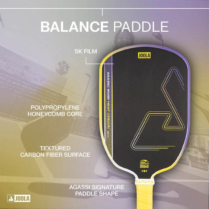 JOOLA AGASSI EDGE HEAT VISION 16MM -FLASH YELLOW PICKLEBALL PADDLE