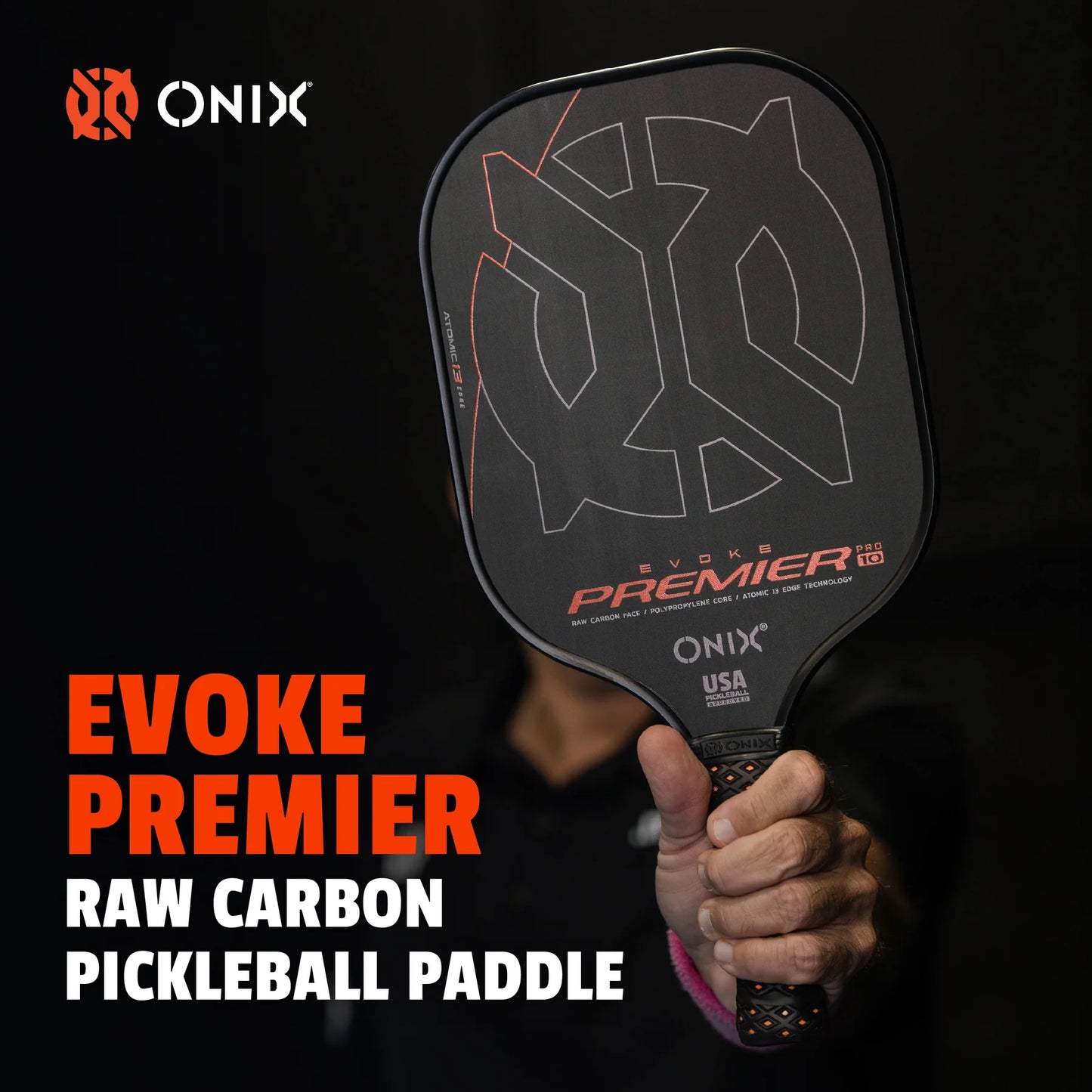 ONIX EVOKE PREMIER RAW CARBON 10MM PICKLEBALL PADDLE