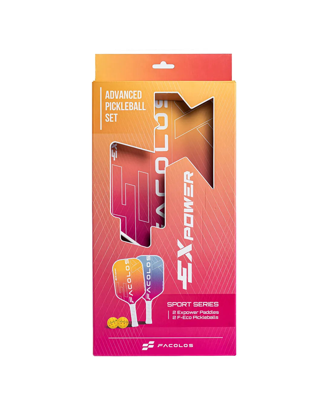 FACOLOS SPORTS SERIES EX POWER (SET OF 2 PADDLES + BALLS) 14MM – WHITE PICKLEBALL PADDLE