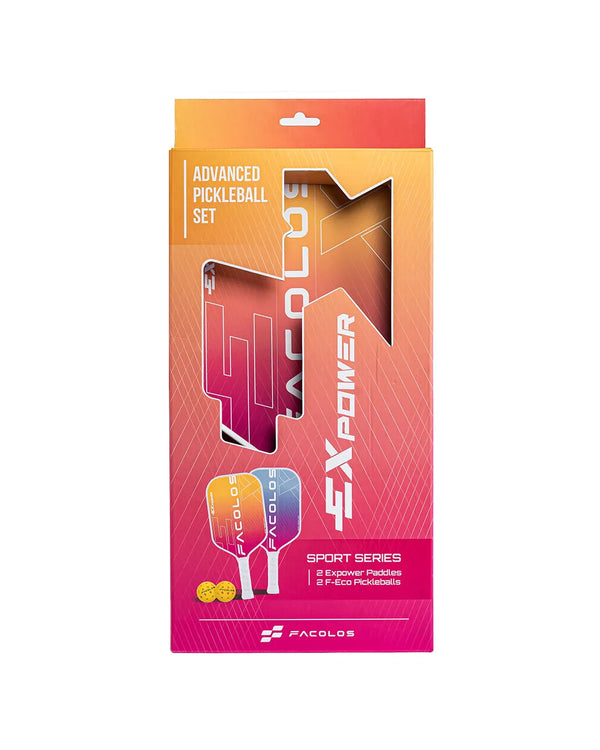 FACOLOS SPORTS SERIES EX POWER (SET OF 2 PADDLES + BALLS) 14MM – WHITE PICKLEBALL PADDLE