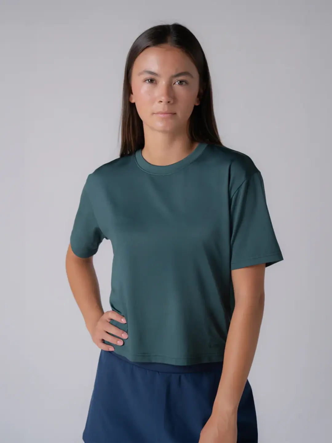 JOOLA WOMEN'S COURT CROP TEE CLUB GREEN