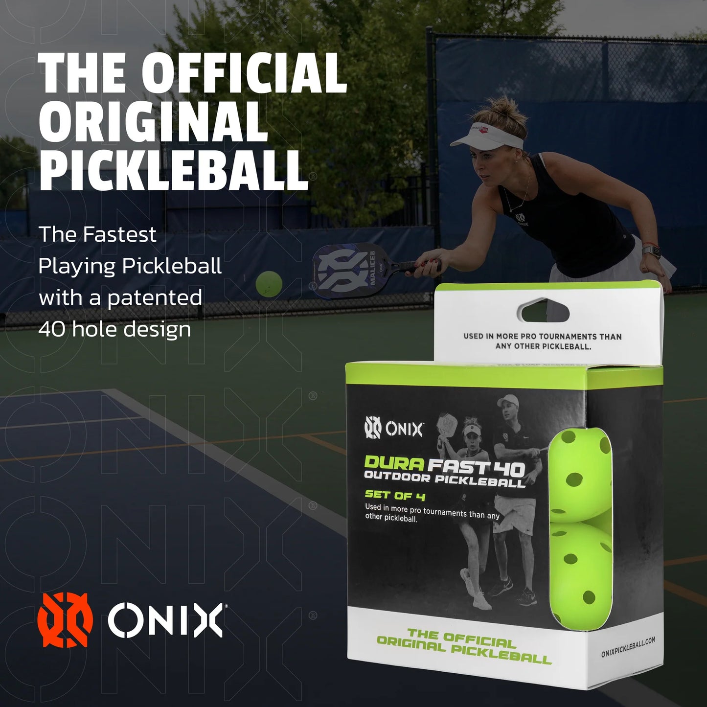 ONIX DURA FAST-40 PICKLEBALLS(PACK OF 4) - NEON