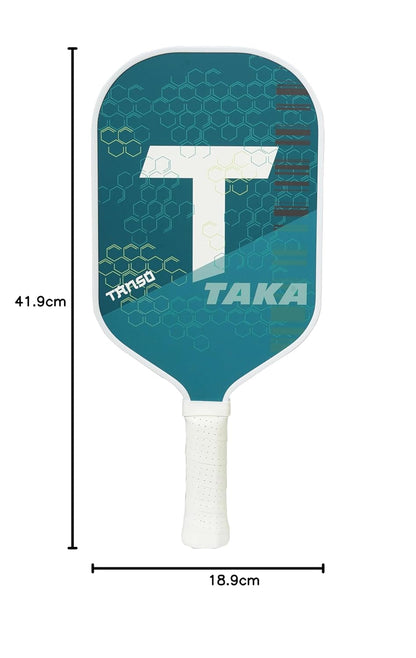 TANSO Taka Fiberglass Pickleball Paddle with Free Full Racquet Cover (225 Grams, Fiberglass Surface Pickleball Paddle with Polypropylene Honeycomb Core, Elongated 419mm for Maximum Power)