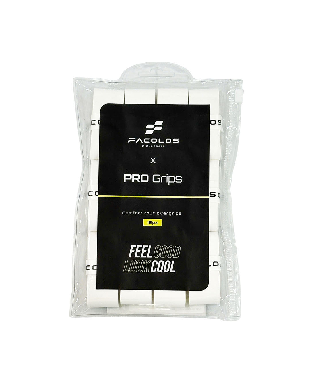 FACOLOS PRO GRIPS RACKET OVERGRIP (PACK OF 12) - WHITE