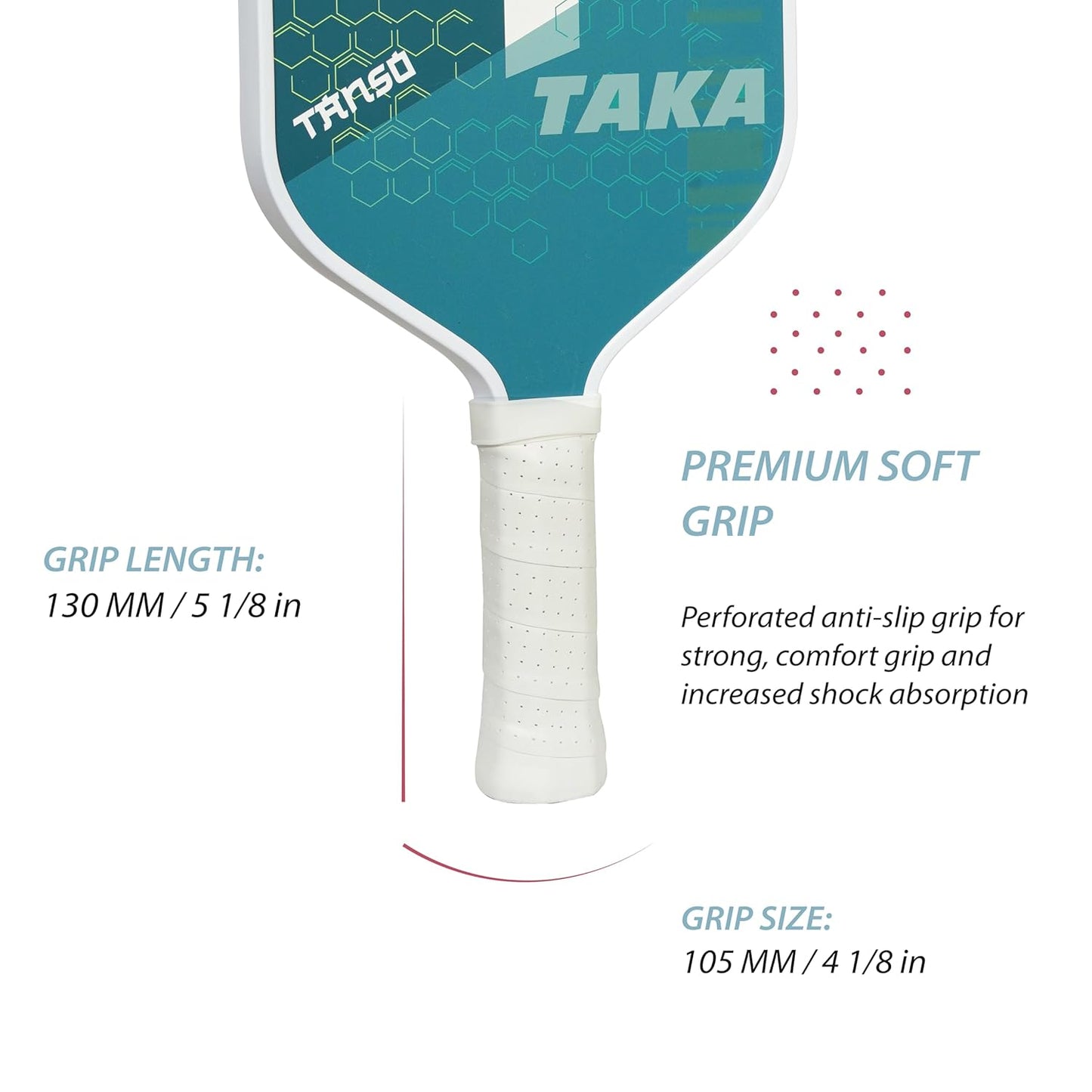 TANSO Taka Fiberglass Pickleball Paddle with Free Full Racquet Cover (225 Grams, Fiberglass Surface Pickleball Paddle with Polypropylene Honeycomb Core, Elongated 419mm for Maximum Power)