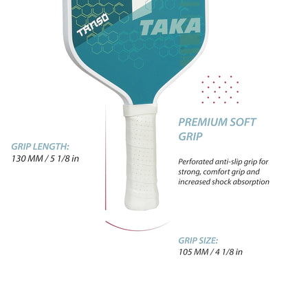 TANSO Taka Fiberglass Pickleball Paddle with Free Full Racquet Cover (225 Grams, Fiberglass Surface Pickleball Paddle with Polypropylene Honeycomb Core, Elongated 419mm for Maximum Power)