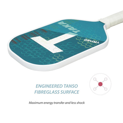 TANSO Taka Fiberglass Pickleball Paddle with Free Full Racquet Cover (225 Grams, Fiberglass Surface Pickleball Paddle with Polypropylene Honeycomb Core, Elongated 419mm for Maximum Power)