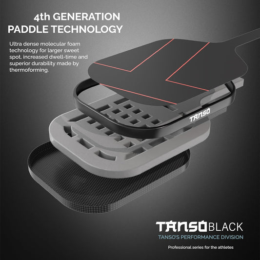 TANSO Black Vapour Gen IV Professional Pickleball Paddle | 3 Layer Infused Foam Core | Micro-Textured Pro Spin Surface | Power Performance Paddle