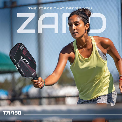 TANSO Zard Blast T700 Pickleball Paddle (Hight Grit Surface Carbon Fibre Pickleball Paddle, 16mm Thick Hexa Core, Elongated 419mm for Maximum Power)