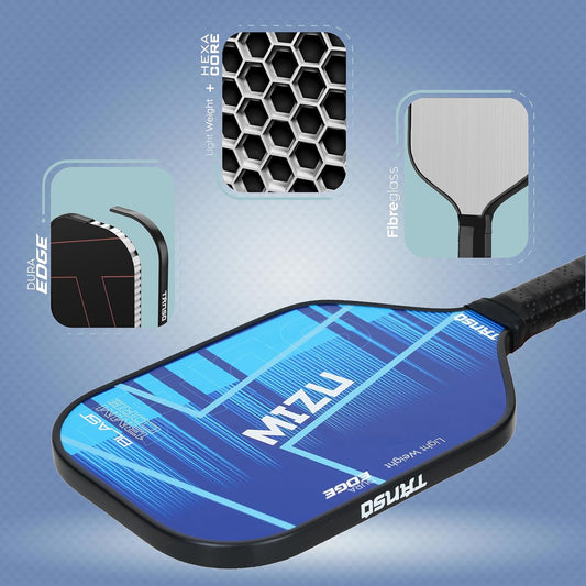 TANSO Mizu Fiberglass Pickleball Paddle (220 Grams Paddle, Light Weight + Hexa Core, Elongated 417mm for Powerful Performance)