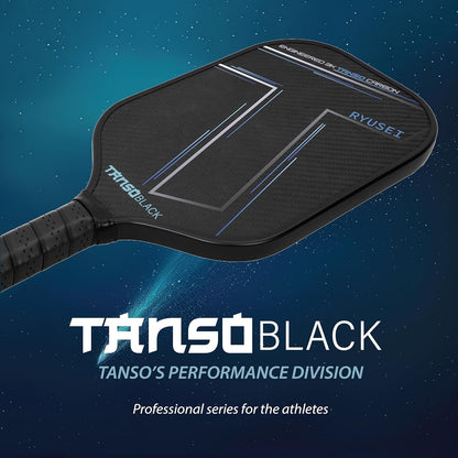 TANSO Black RYUSEI Engineered Carbon Fibre Pickleball Paddle - 240 Grams, 16mm Honeycomb Core for Professional Players