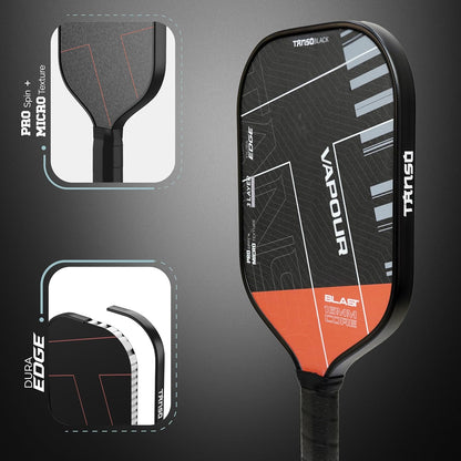 TANSO Black Vapour Gen IV Professional Pickleball Paddle | 3 Layer Infused Foam Core | Micro-Textured Pro Spin Surface | Power Performance Paddle