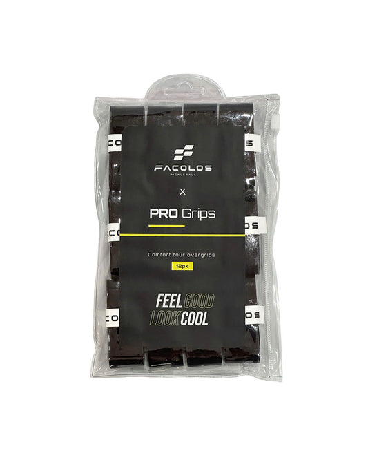 FACOLOS PRO GRIPS RACKET OVERGRIP (PACK OF 12) - BLACK