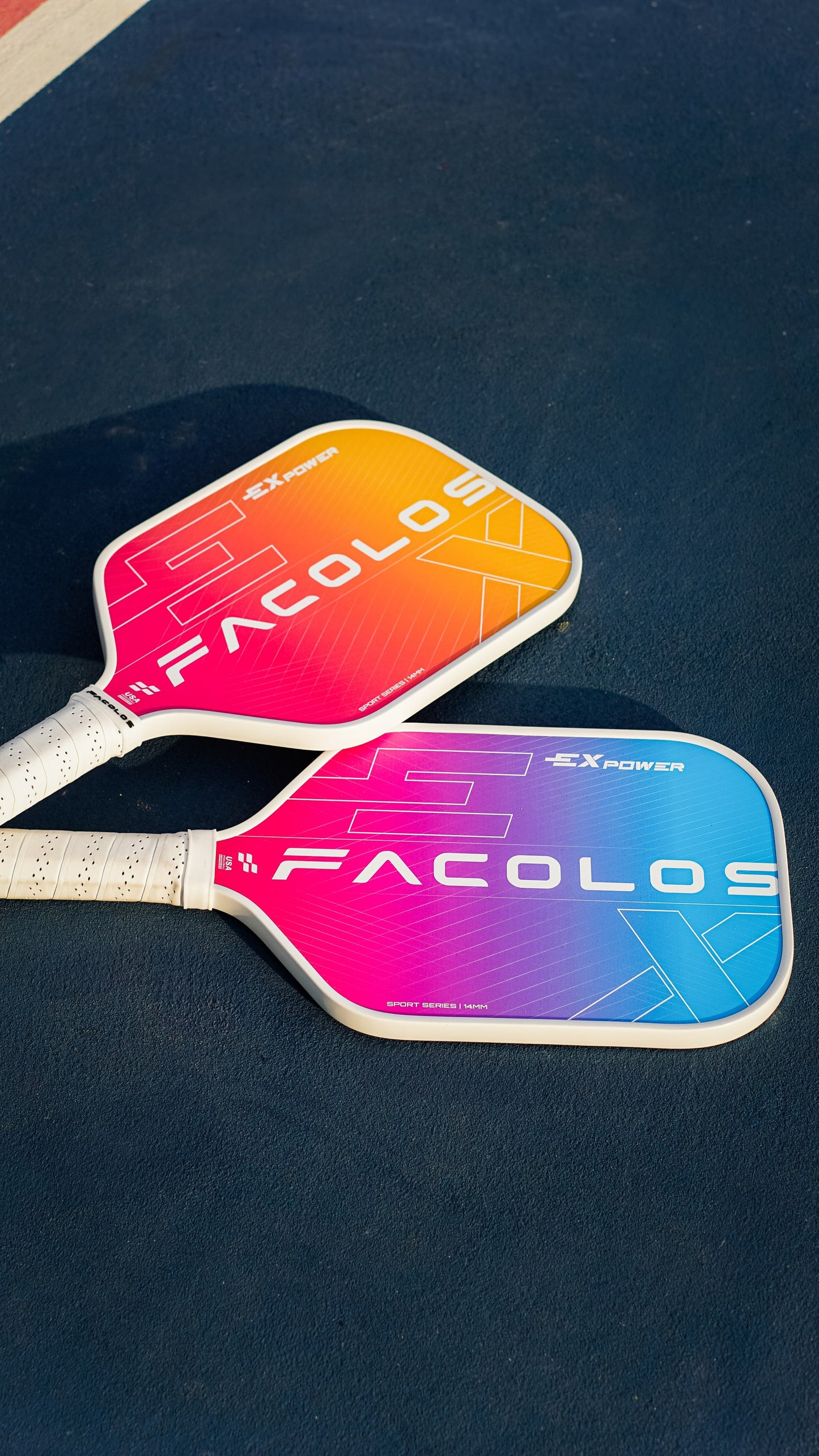 FACOLOS SPORTS SERIES EX POWER (SET OF 2 PADDLES + BALLS) 14MM – WHITE PICKLEBALL PADDLE