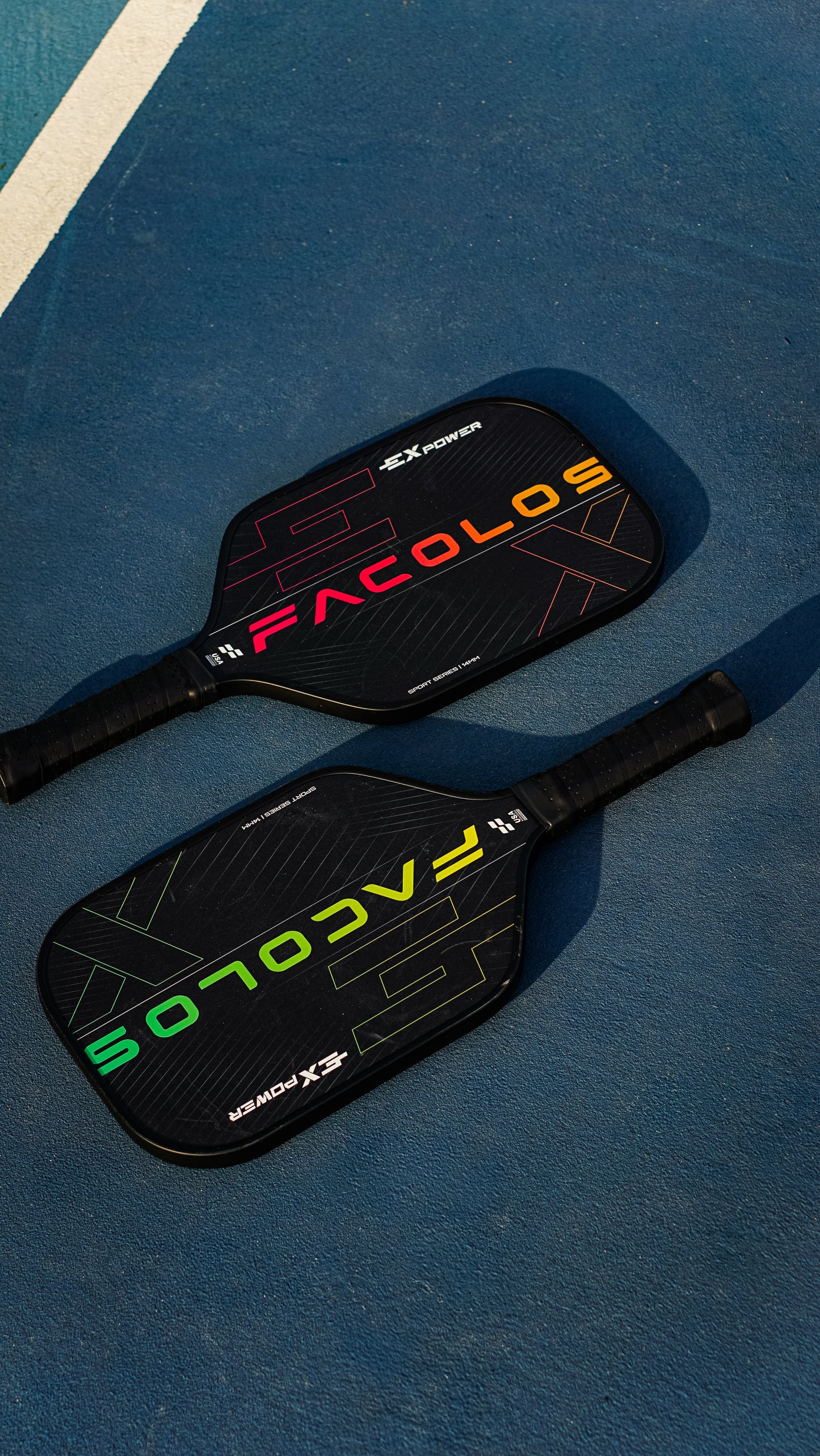 FACOLOS SPORTS SERIES EX POWER (SET OF 2 PADDLES + BALLS) 14MM – BLACK PICKLEBALL PADDLE