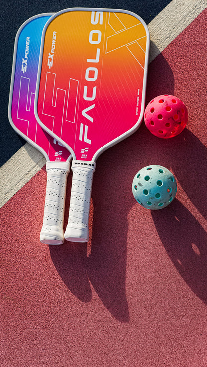 FACOLOS SPORTS SERIES EX POWER (SET OF 2 PADDLES + BALLS) 14MM – WHITE PICKLEBALL PADDLE