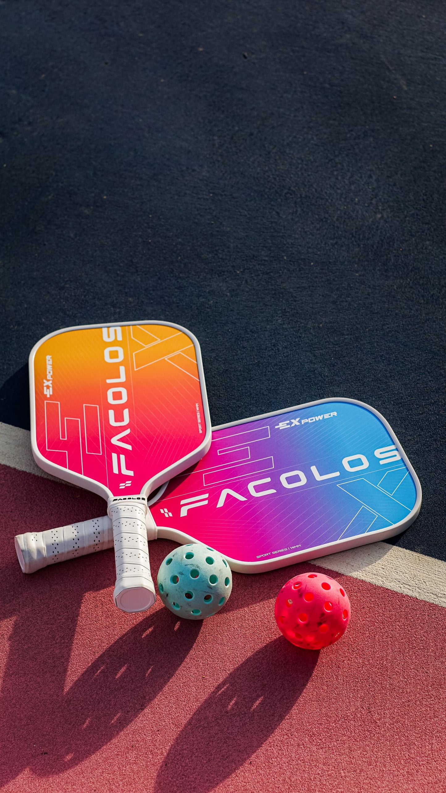 FACOLOS SPORTS SERIES EX POWER (SET OF 2 PADDLES + BALLS) 14MM – WHITE PICKLEBALL PADDLE
