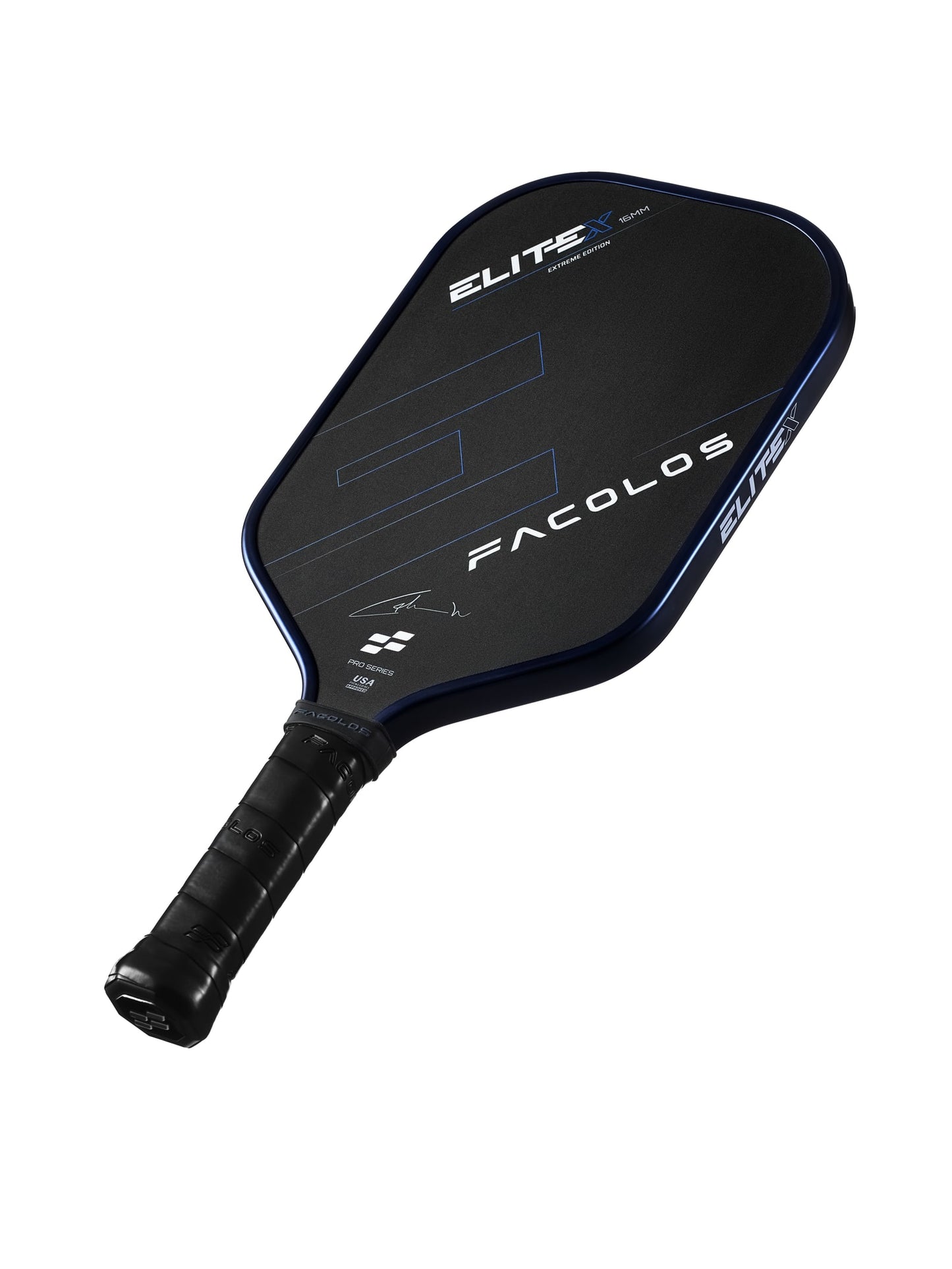 FACOLOS LIMITED EDITION ELITE X ELONGATED MALAY CHROME 16MM - BLUE PICKLEBALL PADDLE