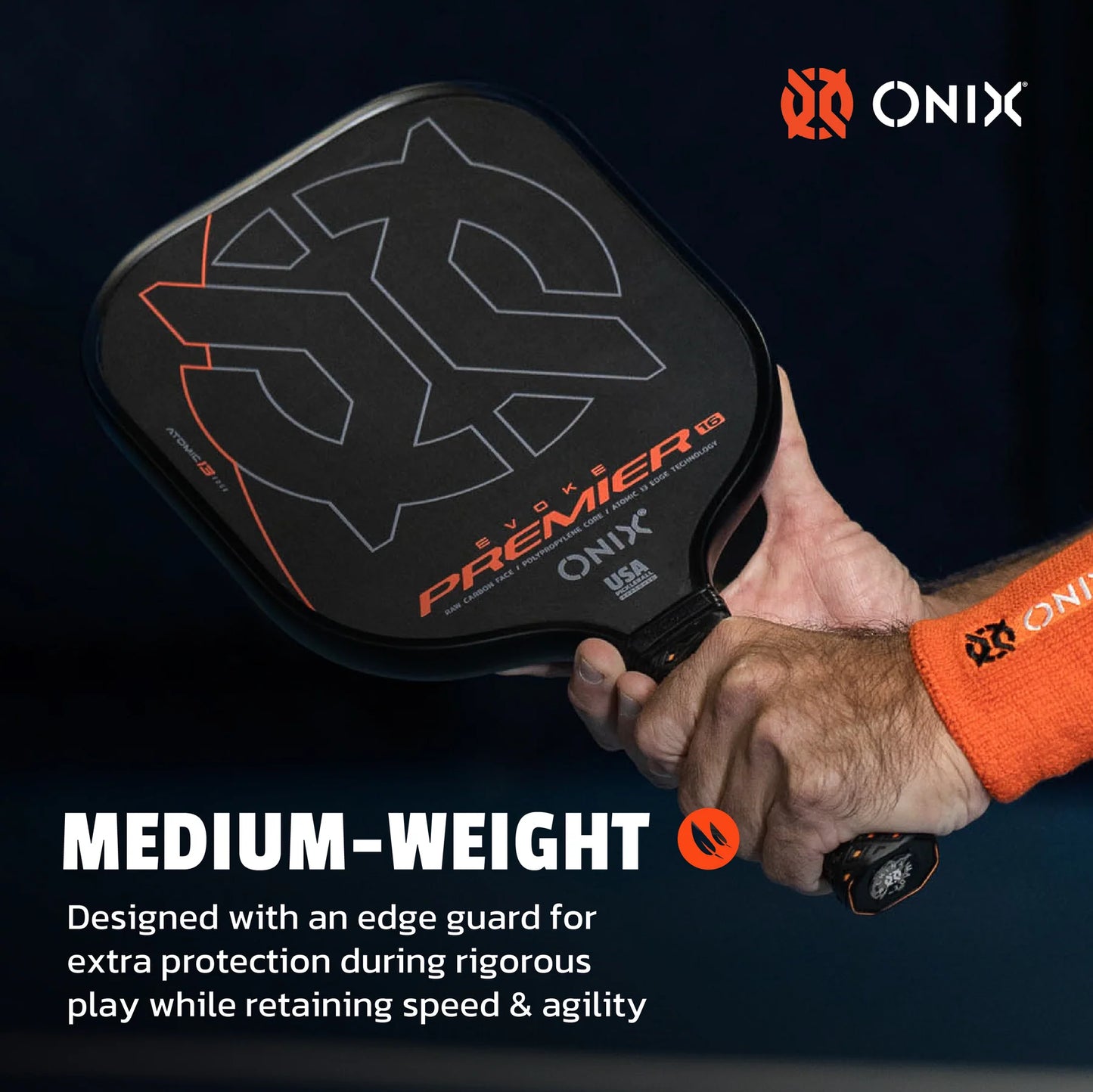 ONIX EVOKE PREMIER RAW CARBON 16MM PICKLEBALL PADDLE