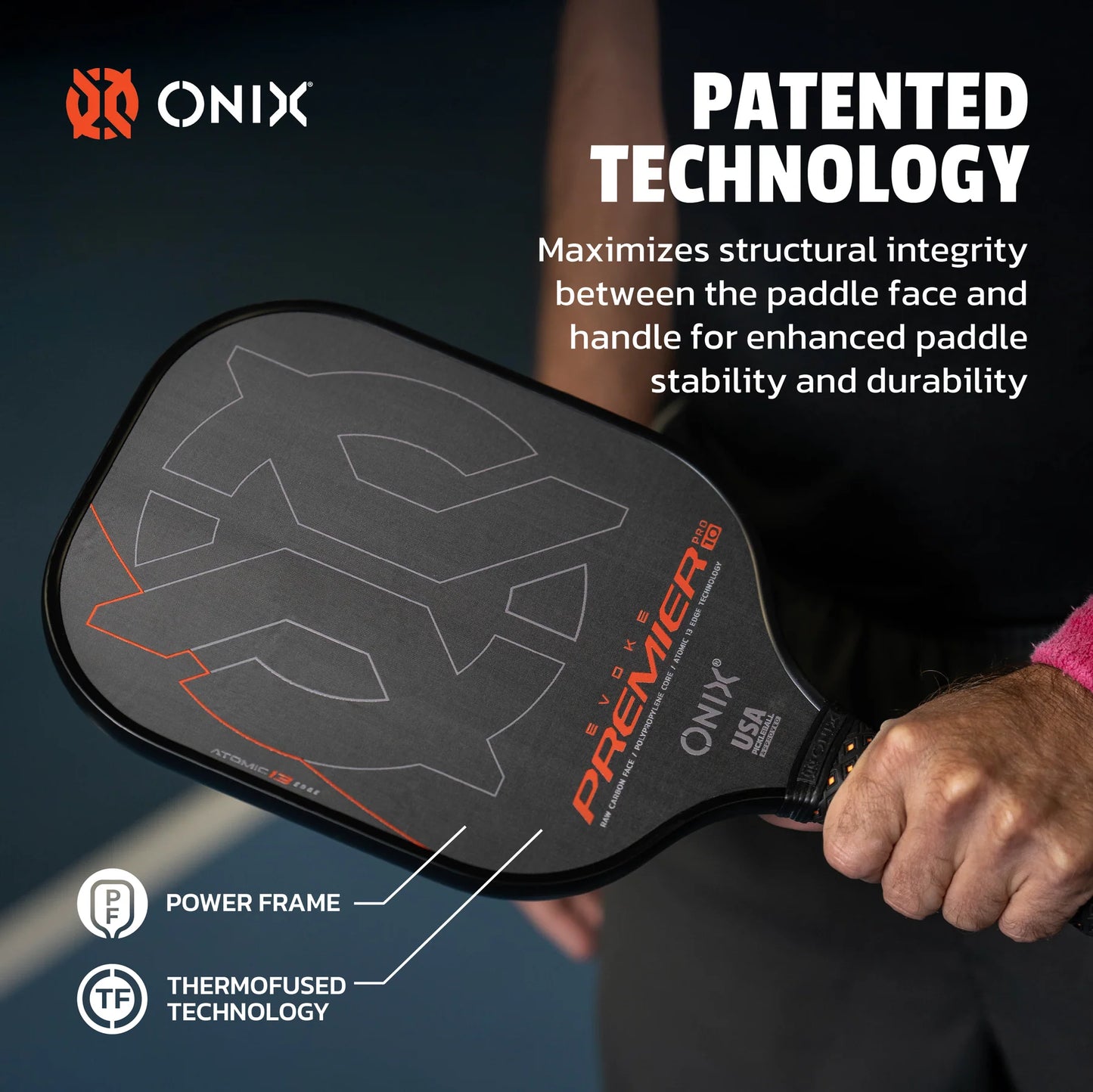 ONIX EVOKE PREMIER RAW CARBON 10MM PICKLEBALL PADDLE