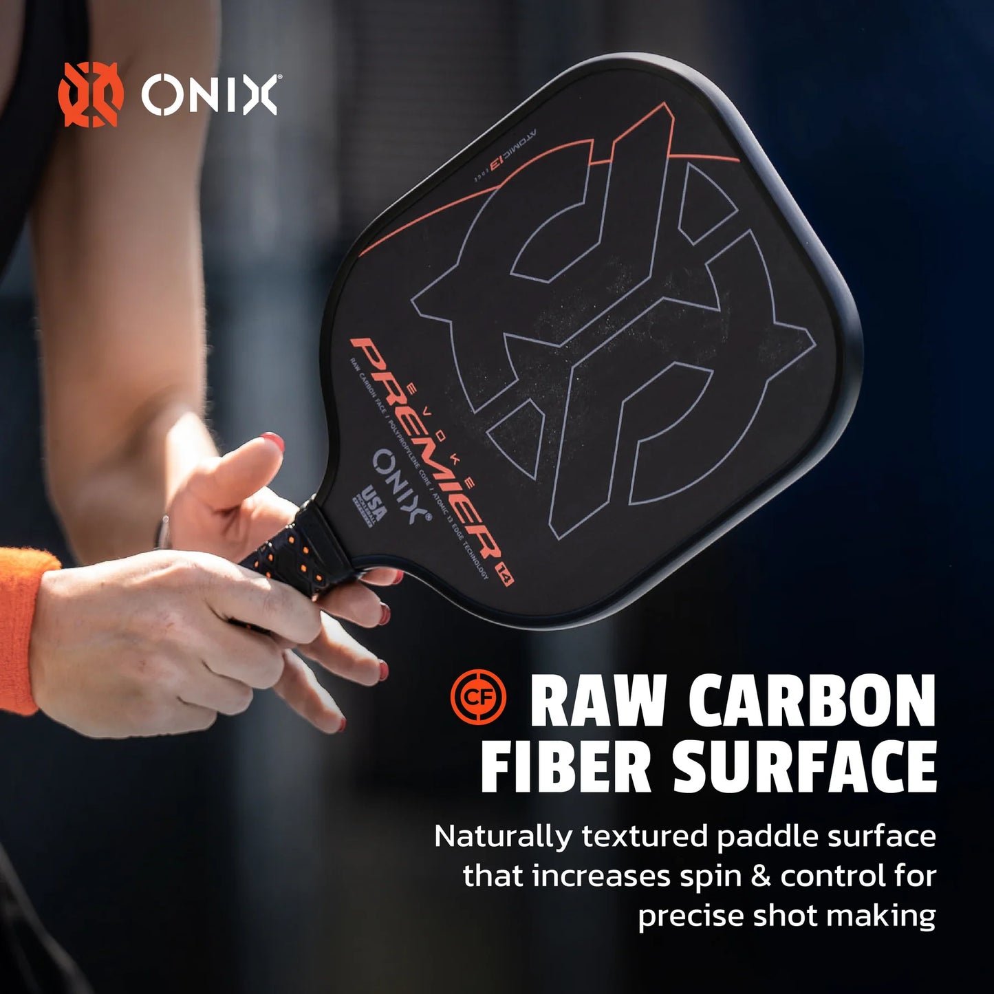 ONIX EVOKE PREMIER RAW CARBON 14MM PICKLEBALL PADDLE