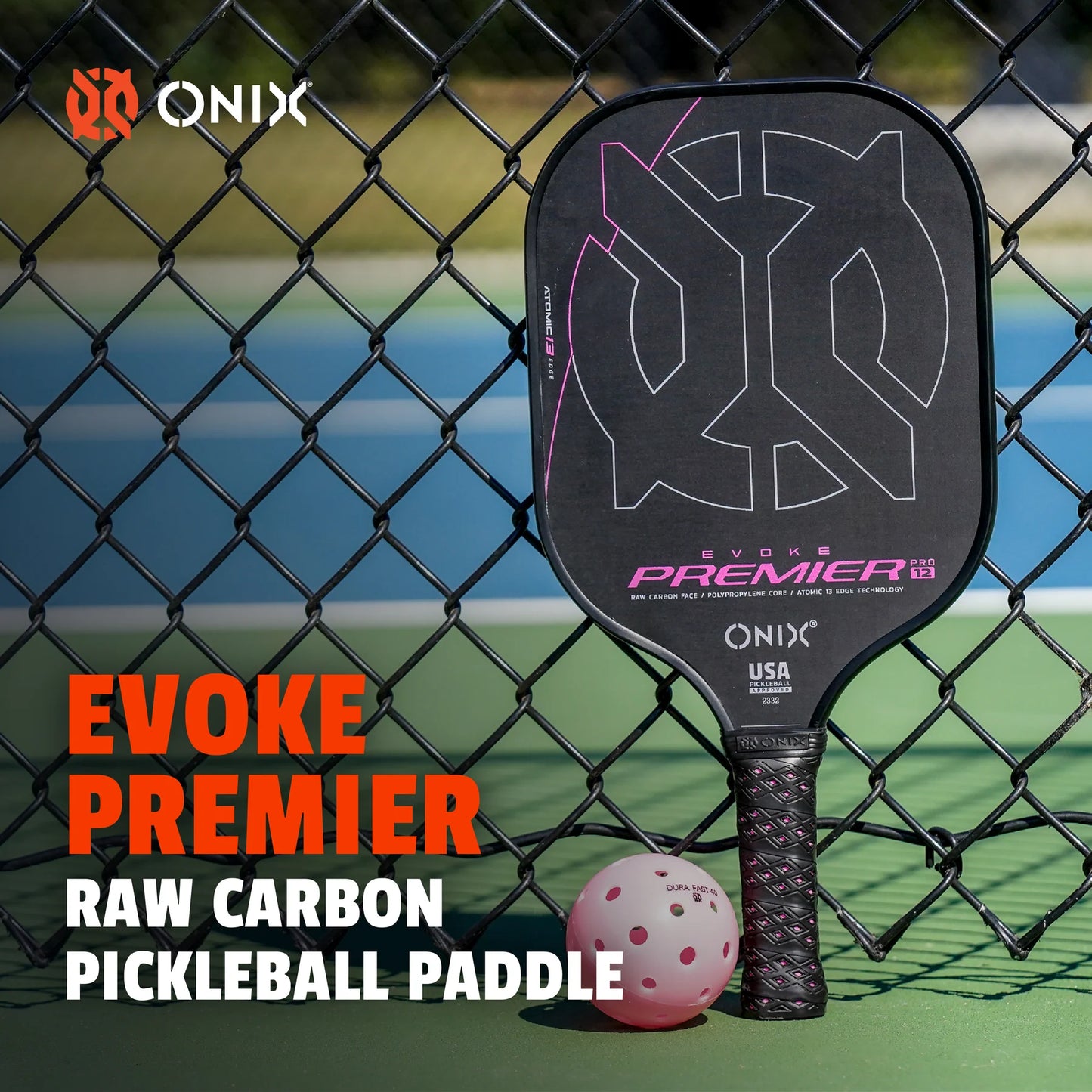 ONIX EVOKE PREMIER RAW CARBON  12MM PICKLEBALL PADDLE