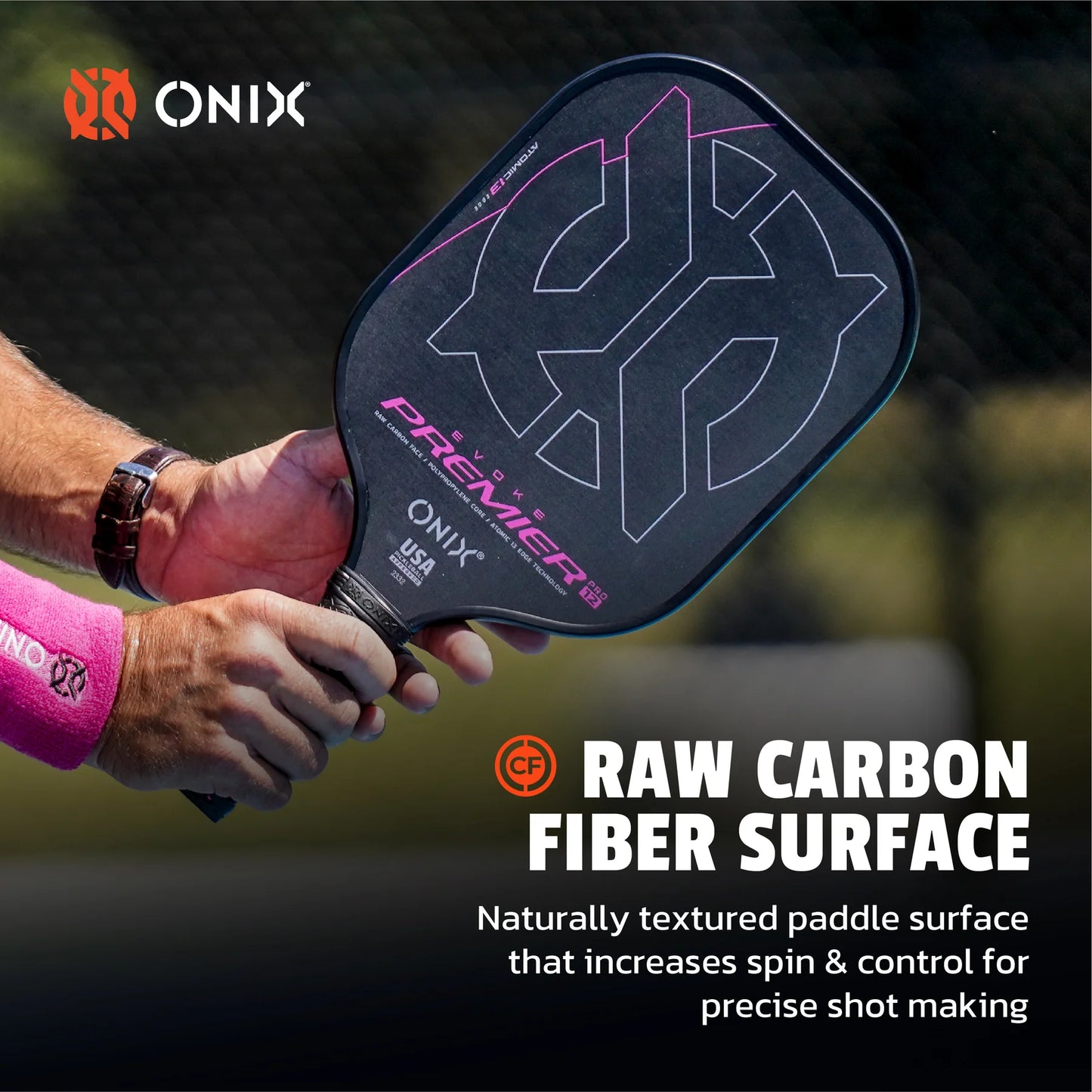ONIX EVOKE PREMIER RAW CARBON  12MM PICKLEBALL PADDLE