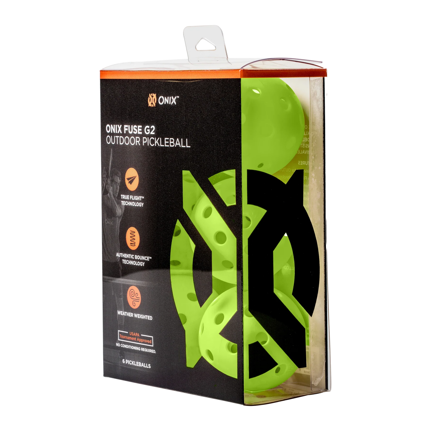 ONIX FUSE G2 OUTDOOR PICKLEBALLS(PACK OF 6)- NEON