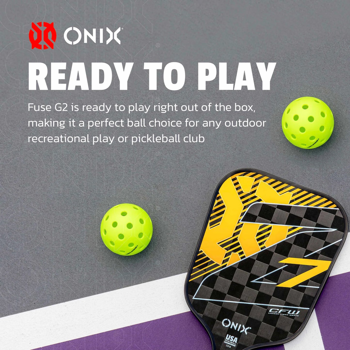 ONIX FUSE G2 OUTDOOR PICKLEBALLS(PACK OF 3)- NEON