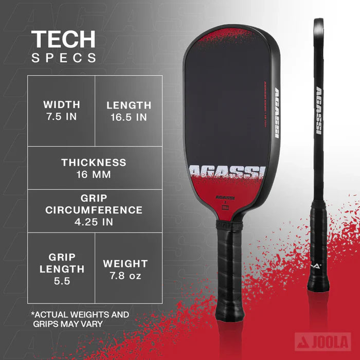JOOLA AGASSI EDGE  16MM PICKLEBALL PADDLE