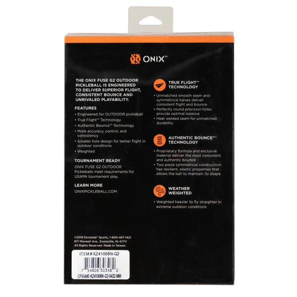 ONIX FUSE G2 OUTDOOR PICKLEBALLS(PACK OF 6)- NEON