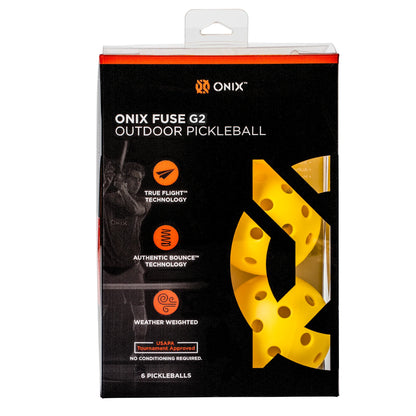 ONIX FUSE G2 OUTDOOR PICKLEBALLS(PACK OF 6)- YELLOW