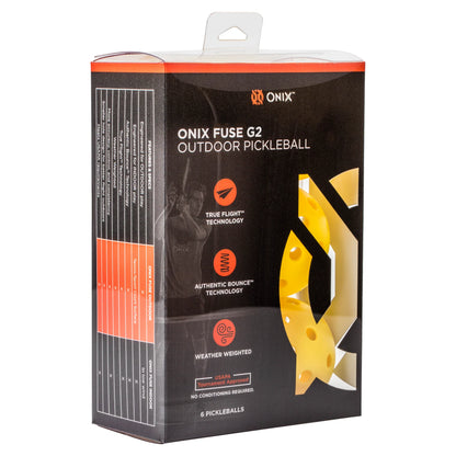 ONIX FUSE G2 OUTDOOR PICKLEBALLS(PACK OF 6)- YELLOW