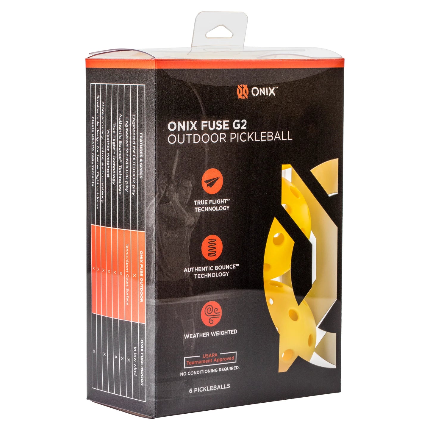 ONIX FUSE G2 OUTDOOR PICKLEBALLS(PACK OF 3)- YELLOW