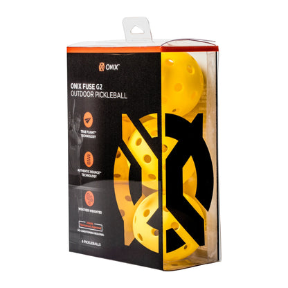 ONIX FUSE G2 OUTDOOR PICKLEBALLS(PACK OF 6)- YELLOW