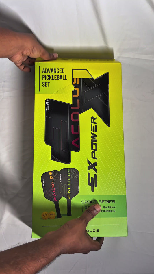 FACOLOS SPORTS SERIES EX POWER (SET OF 2 PADDLES + BALLS) 14MM – BLACK PICKLEBALL PADDLE